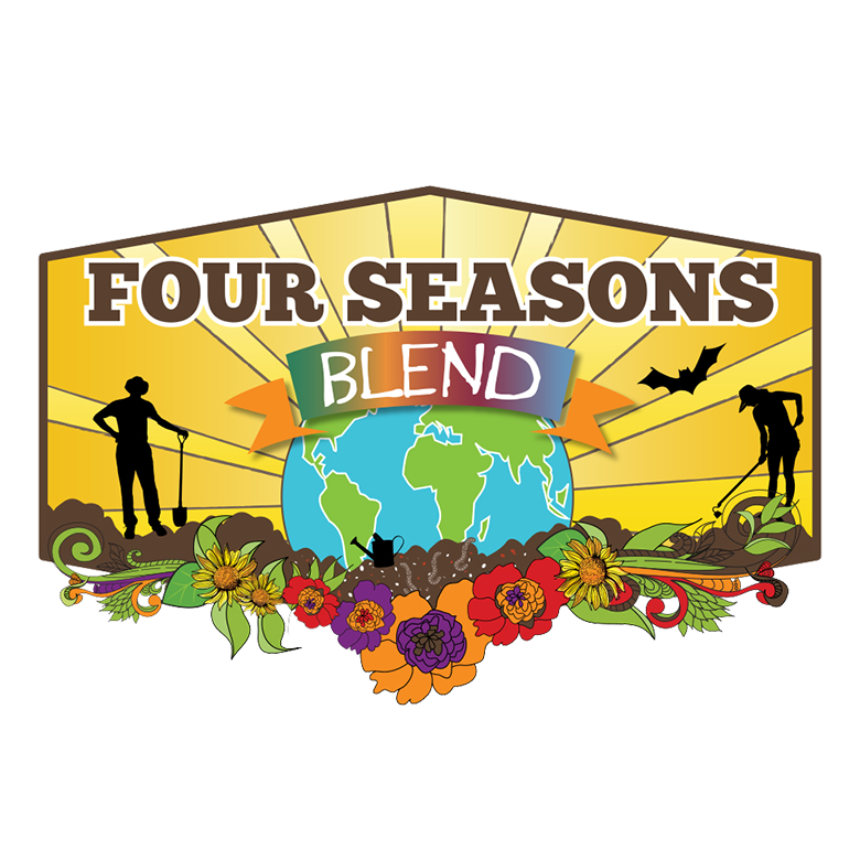 Colorful logo of Four Seasons Bulk Soil – Four Seasons Blend, which combines peat moss and coco coir