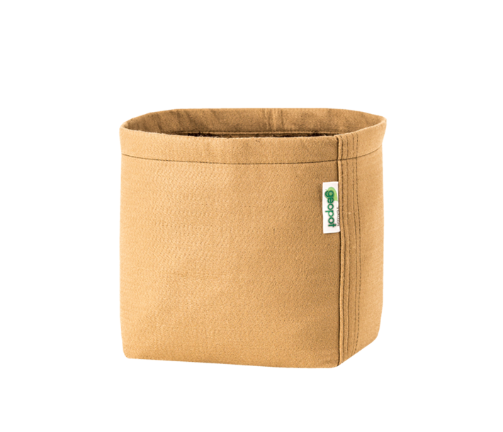 The tan GeoPot Fabric Pot, which helps reduce root-zone temperature in extreme heat
