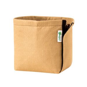 A tan GeoPot Fabric Pot with available Velcro Seam that simplifies transplanting