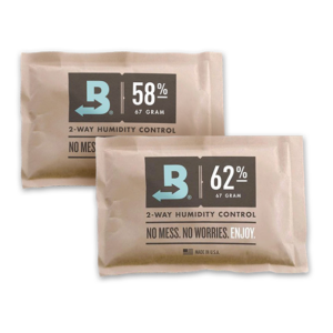 Boveda Humidity Control Packs come in 2 humidity levels: The 62% shown and 58% level