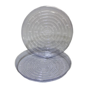 The 10" Clear Round Saucer helps contain water from any type of pot