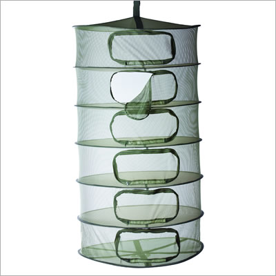 The Flower Tower Dry Rack in zipper style, which keeps plants fully enclosed while drying
