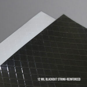 Close up of Blackout Greenhouse 12-mil string reinforced non-woven cover, offering the ultimate in light deprivation