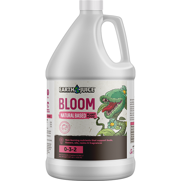 Front view of Earth Juice Bloom 1 gallon bottle