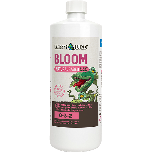 Front view of Earth Juice Bloom 1 quart bottle