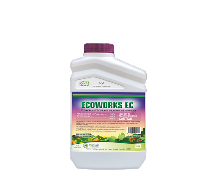 ECOWORKS EC shown in the 32 ounce size, is derived from cold-pressed virgin neem oil