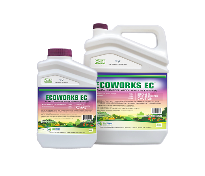 ECOWORKS EC, shown in 2 different sizes, is effective for disease and pest control