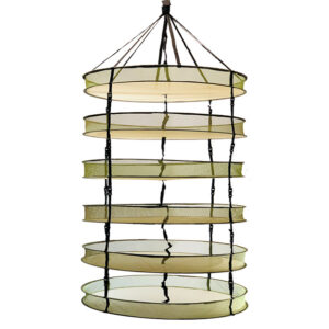 The Flower Tower Dry Rack includes a center strap to stop nuisance bowing