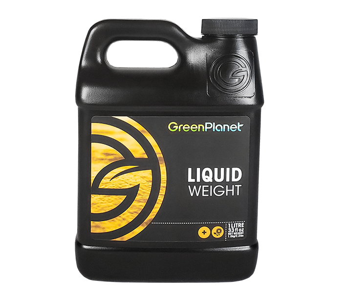 Green Planet Nutrients – Liquid Weight, here in 1-liter size, blends simple and complex carbs