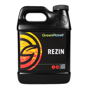 The 1-liter size of Green Planet Nutrients – Rezin, an additive that produces high-quality flowers