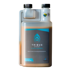 Tribus Biolstimulants, here in 1-liter size, is a revolutionary microbial from Impello Biosciences