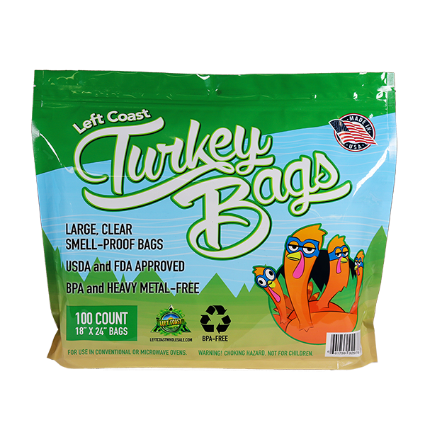 Left Coast Turkey Bags, here in the 100-count, 18 x 24-inch size, are proudly made in the U.S.