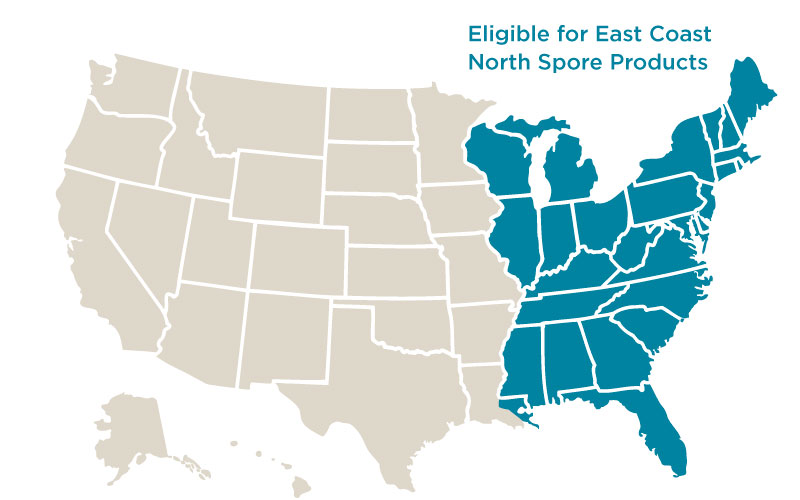 USA EastCoast NorthSpore Shipping Regions