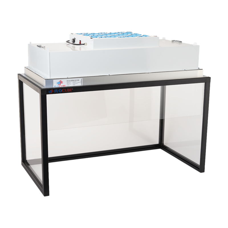 Flocube ProFlow 2x4 vertical clean bench with HEPA filter with transparent background